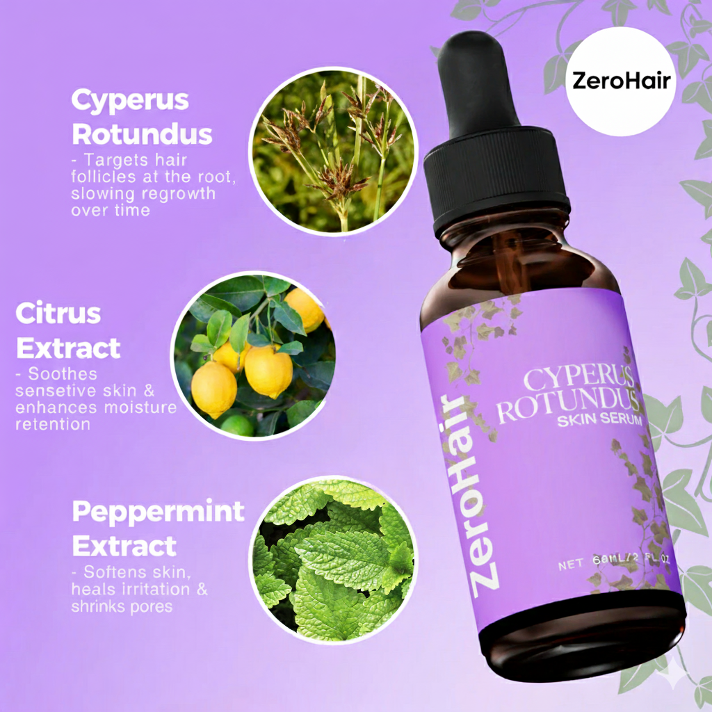 ZeroHair Cyperus Rotundus Skin Serum Natural Hair Removal Oil